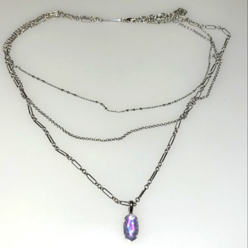 Kendra Scott Elisa Silver Triple Strand Necklace Lilac
